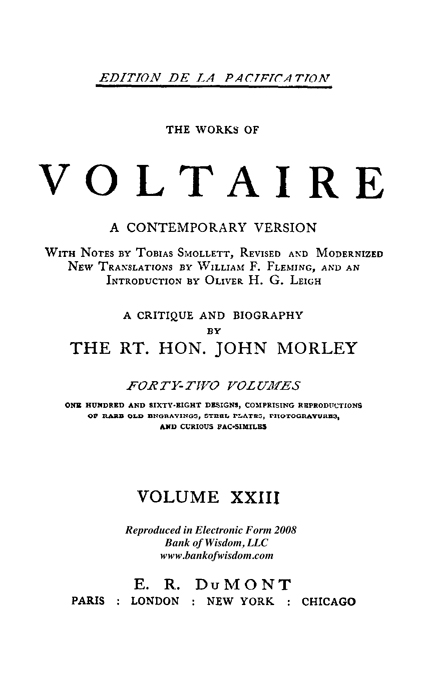 The Works of Voltaire, Vol. 23 of 42 vols + INDEX volume 43